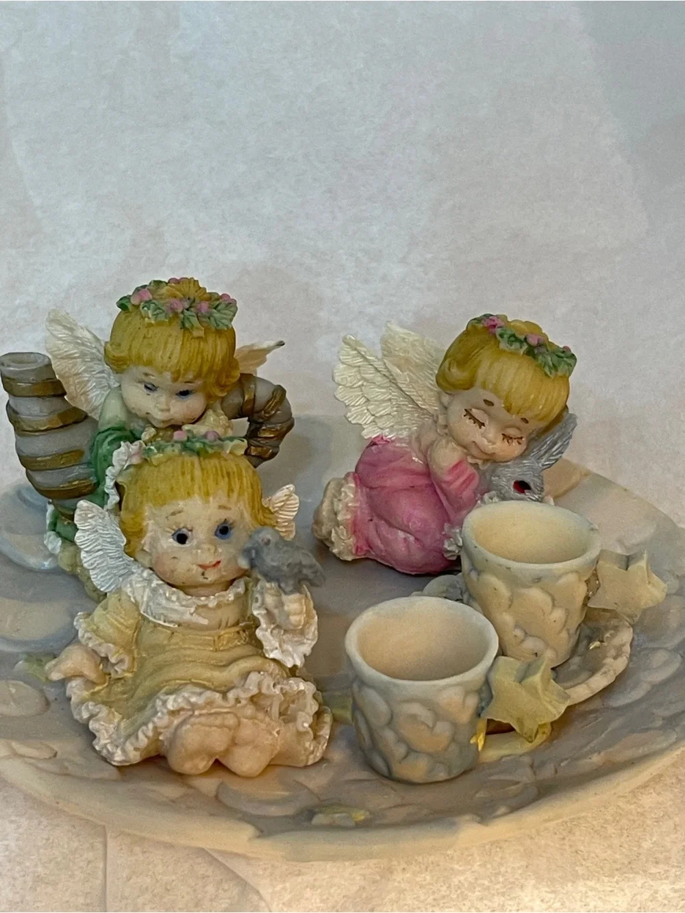 Vintage 4 Sets 33 Pcs Miniature PolyResin  Figurines Children’s Tea Setting!